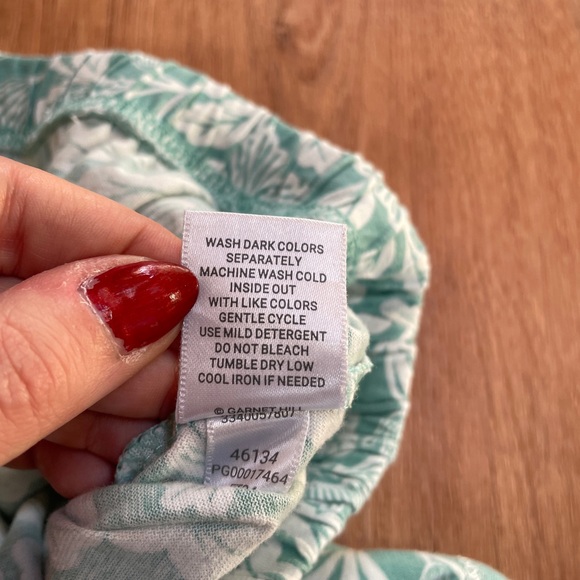 Garnet Hill Womens Pajamas Set Shorts Medium Organic Cotton Green Floral Print # - Picture 6 of 9